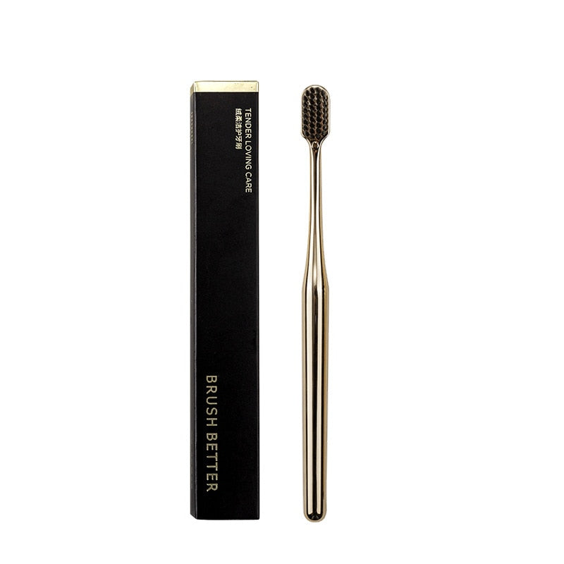 Luxury Toothbrush Gold & Silver Soft Bristle Dental Toothbrush Elegant Gentle Stylish Washroom Accessories For Luxury Bathroom