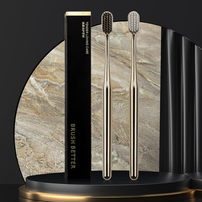 Luxury Toothbrush Gold & Silver Soft Bristle Dental Toothbrush Elegant Gentle Stylish Washroom Accessories For Luxury Bathroom