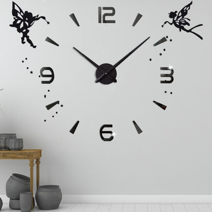 Large Wall Clock Quartz 3D DIY Big Watch with TIME Letter Decor Chrome Numerals Big Clock 1mtr Diameter