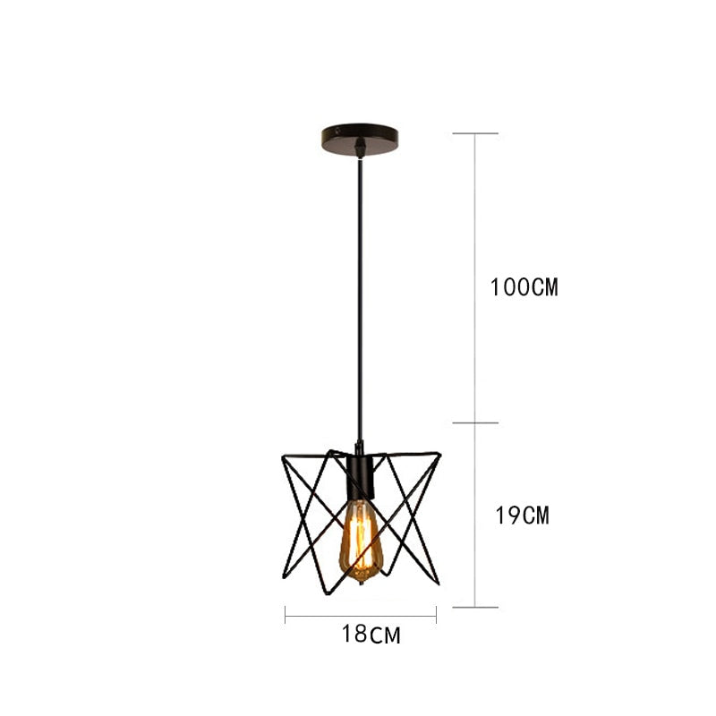 Modern Nordic Geometric Iron Cage LED Ceiling Light Pendants Lamps Classic Retro Industrial Lighting For Living Room Dining Room Trendy Pendant Lighting