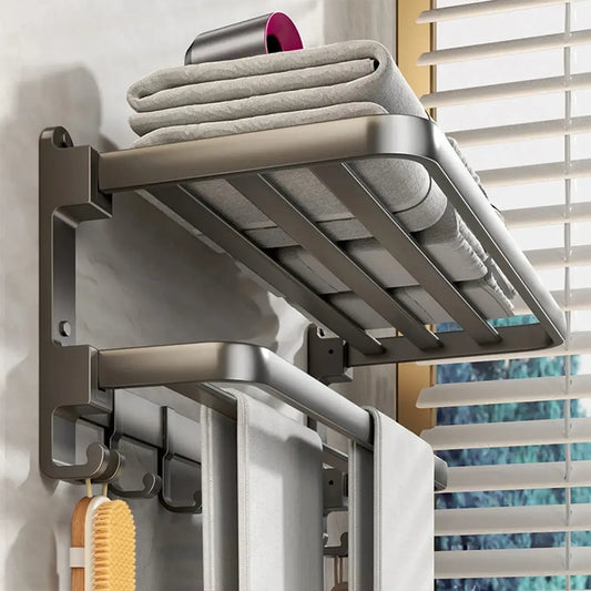 Bi-Fold 24 Inch Towel Rack: Versatile, Rust-Proof, Wall-Mounted Bathroom Storage Solution