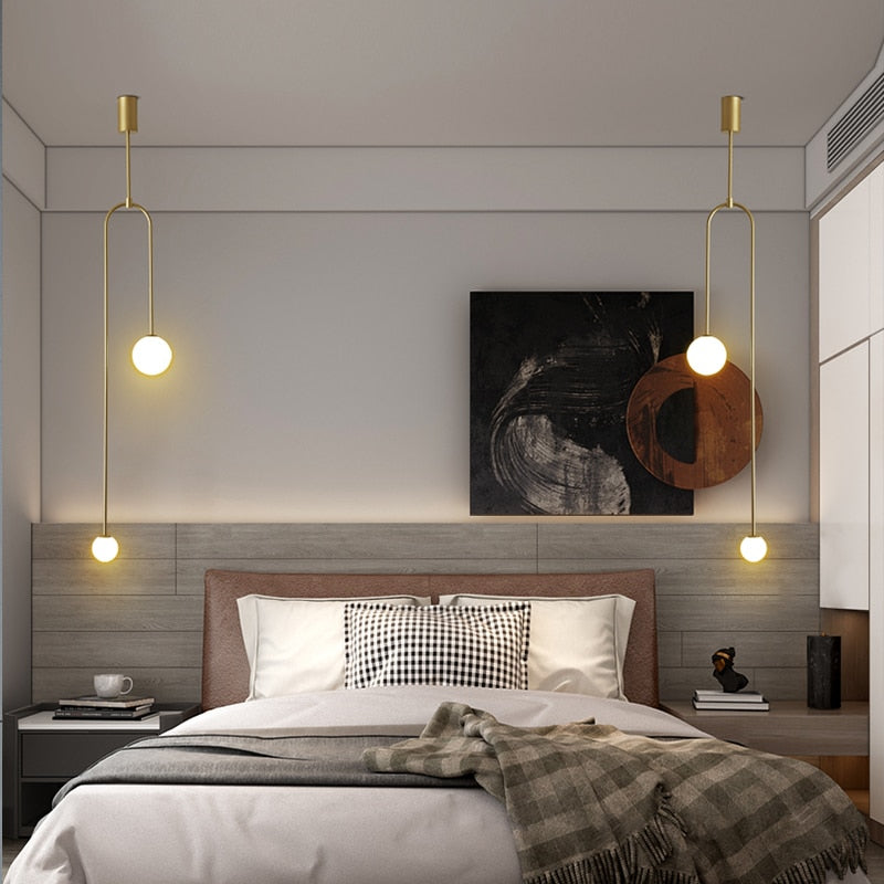 Simple Minimalist Nordic Sphere Pendant LED Lighting For Bedroom Bedside Table Living Room Kitchen Bar Contemporary Home Lighting