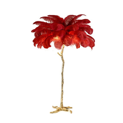 Nordic Light Luxury Ostrich Feather LED Floor Lamp Standing Modern Interior Lighting For Living Room Foyer