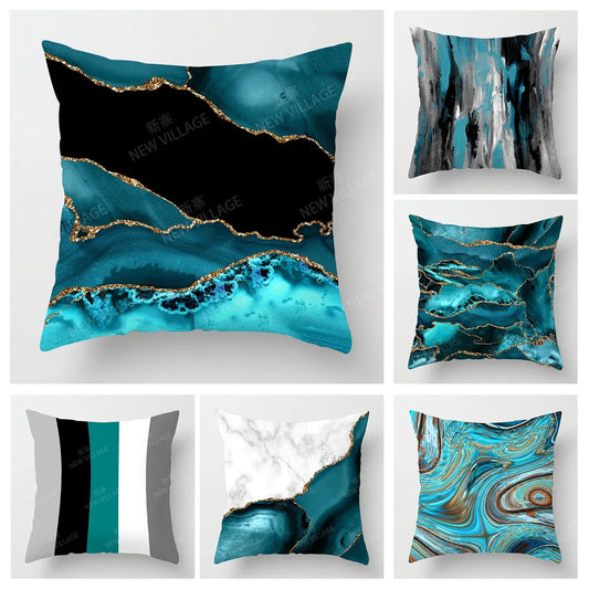 Modern Abstract Aqua Green Liquid Marble Print Cushion Cover Home Decor Sofa Throw Pillow Cover Multiple Sizes Available