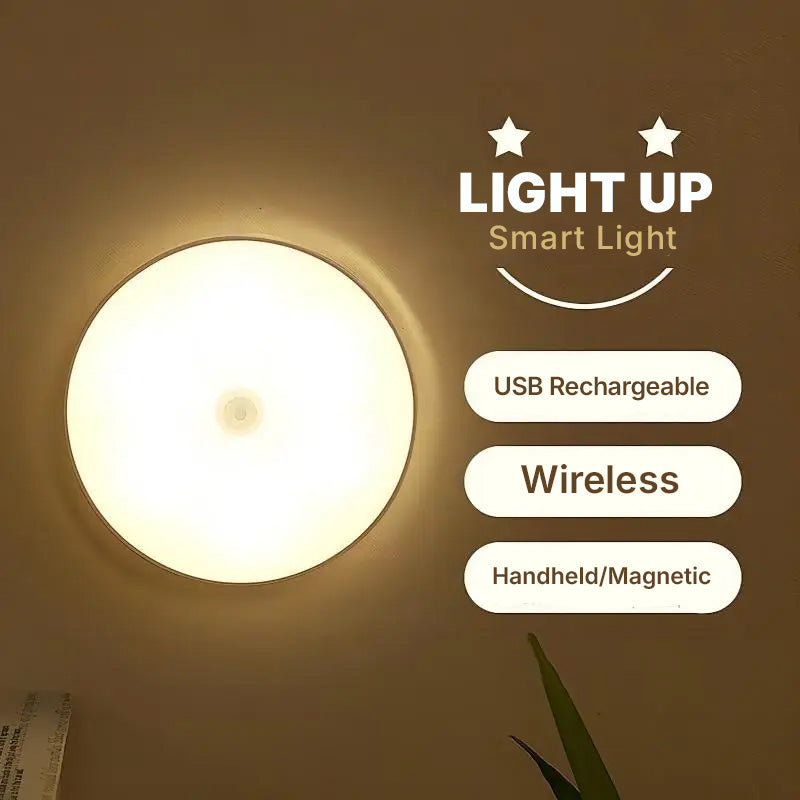 Smart LED Motion Sensor Night Light – Wireless Rechargeable Cabinet & Closet Lighting with Magnetic Mount, Automatic Human Body Detection, USB Charging Emergency Light