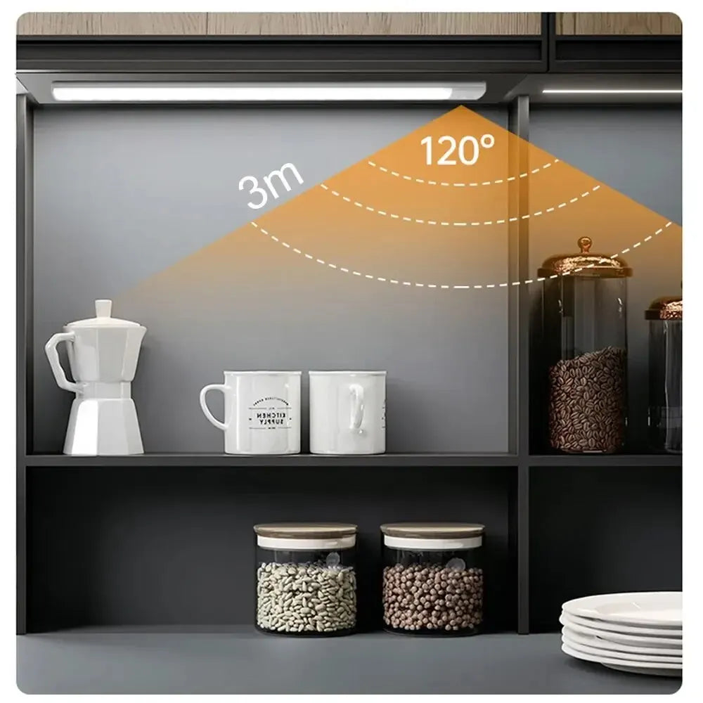 Smart Motion Sensor Cabinet Light – USB Type‑C Rechargeable LED Strip for Kitchen & Wardrobe (20–60cm)