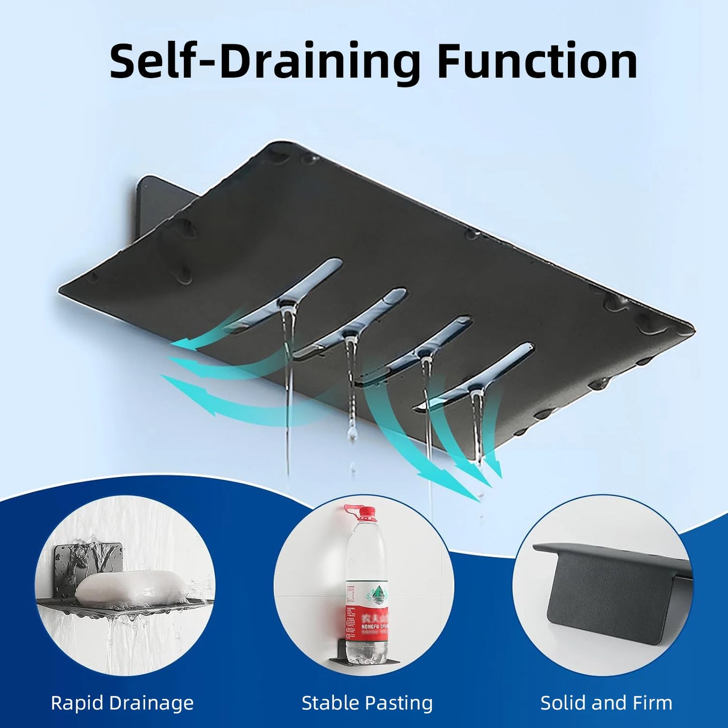 Space-Saving Aluminum Soap Holder – Wall-Mount Sponge Dish for Bathroom & Kitchen, Drill-Free Design