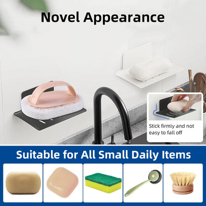 Space-Saving Aluminum Soap Holder – Wall-Mount Sponge Dish for Bathroom & Kitchen, Drill-Free Design
