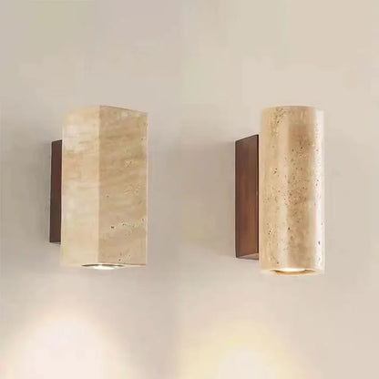 Travertine Wabi Sabi LED Wall Light – Beige Marble Wall Light for Living Room, Bedroom & Hallway