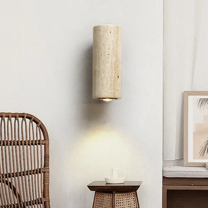 Travertine Wabi Sabi LED Wall Light – Beige Marble Wall Light for Living Room, Bedroom & Hallway