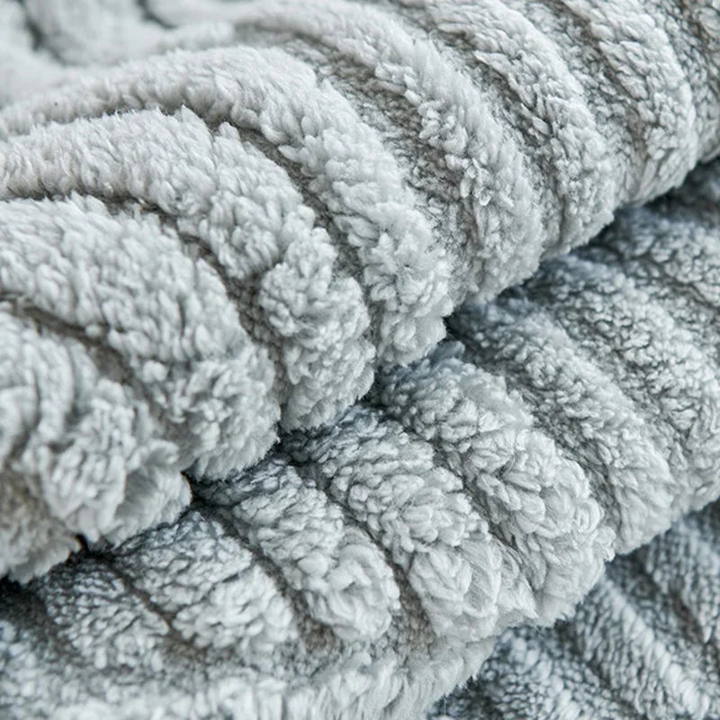 Close-up of a textured gray blanket