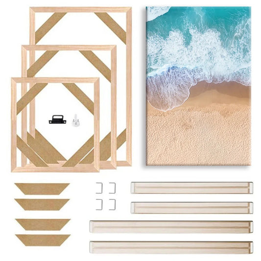 Wooden Canvas Frames – 30×40, 40×50, 60×90cm, 70x100cm etc Popular Sizes for Art & Photography etc Natural Wood DIY Canvas Framing Kits