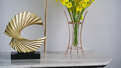 Abstract Flowing Golden Geometric Sculpture Modern Art Piece For Mantelpiece Living Room Coffee Table Trendy Art For Desktop