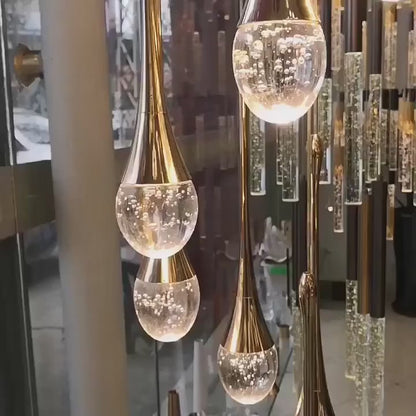 Crystal Teardrop Bubble Pendant Lamp Modern Hanging Light Fittings For Luxury Living Room Dining Room Restaurant Reception Foyer Lighting