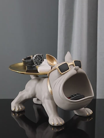 Big Mouth Bulldog Resin Statue – Cool Dog Storage Box Figurine For Living Room Coffee Table Trendy Home Decor For Dog Lovers