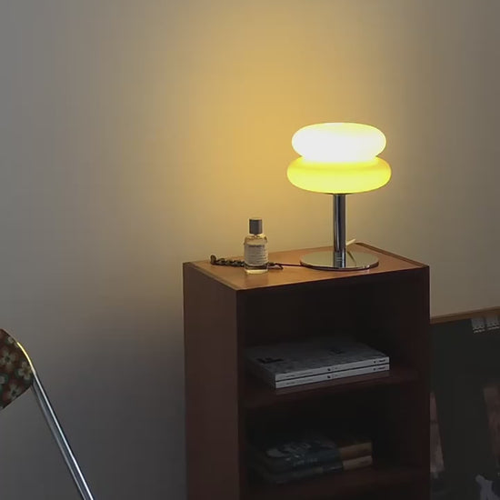 Italian Glass & Chrome LED Table Lamp - Stained Glass Shade Bedside Lamp Desk Lamp in 8 Color Options