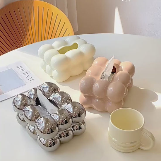 Cotton Candy Ceramics Tissue Box Light Luxury Living Room Decor High-end Dining Table Tissue Box