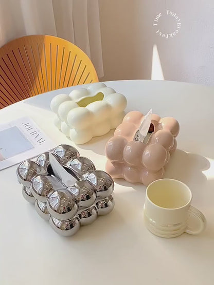 Cotton Candy Ceramics Tissue Box Light Luxury Living Room Decor High-end Dining Table Tissue Box