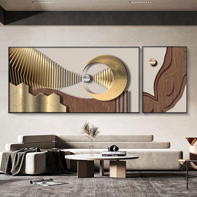 Modern Abstract Geometry Sun And Moon Wall Art Fine Art Canvas Prints Futuristic 3d Visual Effect Pictures For Luxury Living Room Trending Home Decor