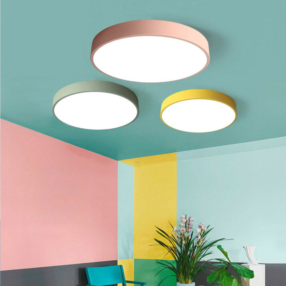 Modern Minimalist Colorful LED Ceiling Lights Low Profile Lighting For Modern Spaces Kitchen Living Room Home Office Interiors