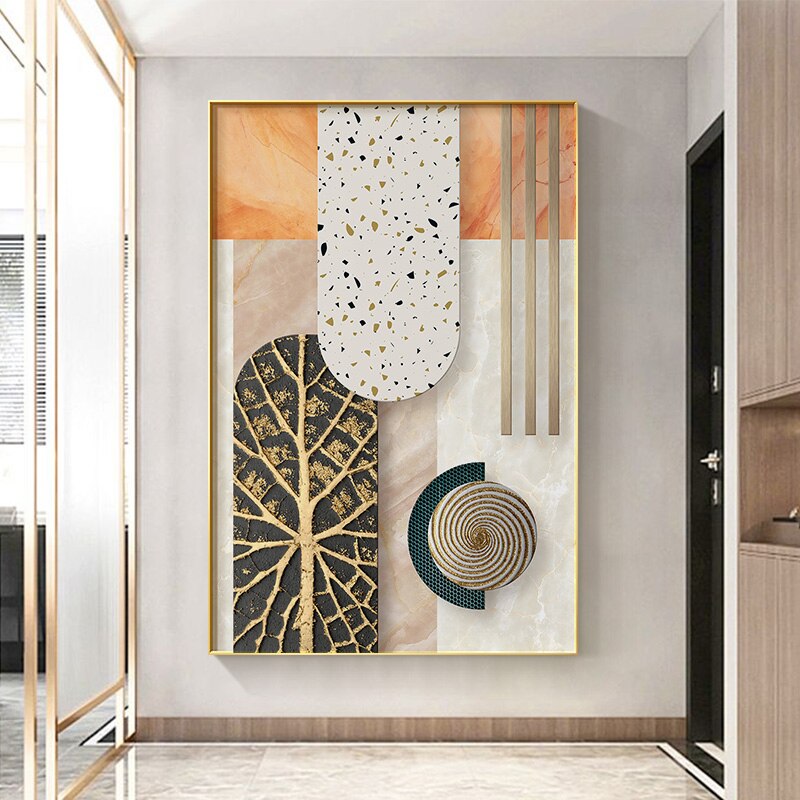 Abstract Architectural Style Wall Art Fine Art Canvas Prints Textural Terrazzo Design Pictures For Modern Loft Contemporary Living Room Home Interior Decor