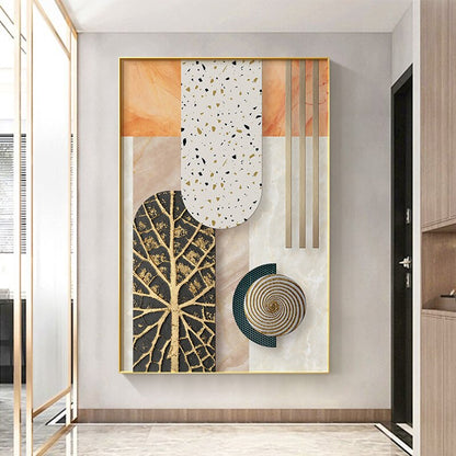 Abstract Architectural Style Wall Art Fine Art Canvas Prints Textural Terrazzo Design Pictures For Modern Loft Contemporary Living Room Home Interior Decor