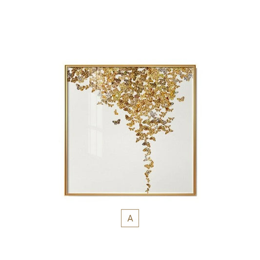 Abstract Golden Butterfly Wings Wall Art Fine Art Canvas Prints Fashion Pictures For Bedroom Living Room Stylish Art For Glamorous Home Interiors Luxury Decor
