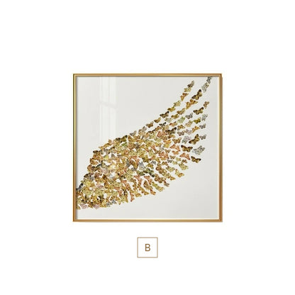 Abstract Golden Butterfly Wings Wall Art Fine Art Canvas Prints Fashion Pictures For Bedroom Living Room Stylish Art For Glamorous Home Interiors Luxury Decor