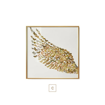 Abstract Golden Butterfly Wings Wall Art Fine Art Canvas Prints Fashion Pictures For Bedroom Living Room Stylish Art For Glamorous Home Interiors Luxury Decor