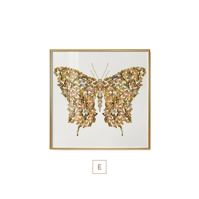 Abstract Golden Butterfly Wings Wall Art Fine Art Canvas Prints Fashion Pictures For Bedroom Living Room Stylish Art For Glamorous Home Interiors Luxury Decor