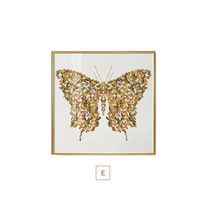 Abstract Golden Butterfly Wings Wall Art Fine Art Canvas Prints Fashion Pictures For Bedroom Living Room Stylish Art For Glamorous Home Interiors Luxury Decor