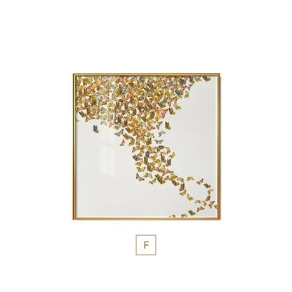 Abstract Golden Butterfly Wings Wall Art Fine Art Canvas Prints Fashion Pictures For Bedroom Living Room Stylish Art For Glamorous Home Interiors Luxury Decor