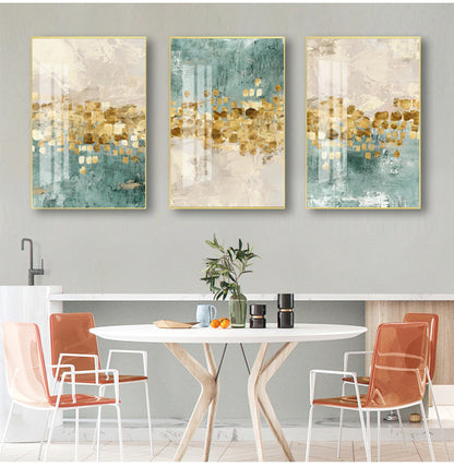Abstract Golden Coins Auspicious Wall Art Fine Art Canvas Prints Modern Jade Beige Pictures For Living Room Bedroom Dining Room Home Office Interior Decor