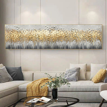 Abstract Golden Leaf Butterfly Forest Wall Art Fine Art Canvas Prints Contemporary Brown Yellow Gray Wide Format Picture For Living Room Bedroom Home Decor