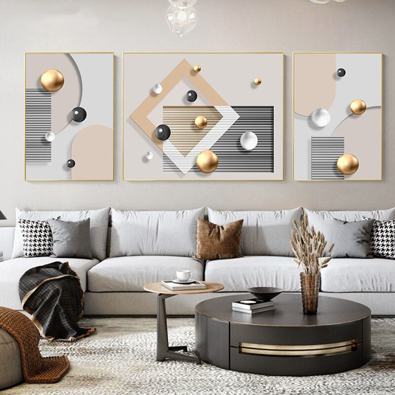 Abstract Spherical 3d Effect Minimalist Wall Art Fine Art Canvas Prints Modern Aesthetics Pictures For Contemporary Living Room Luxury Home Office Interiors
