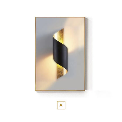 Abstract Dimensional Architectural Geometry Wall Art Fine Art Canvas Prints Modern Pictures For Urban Loft Apartment Living Room Home Office Interior Decor