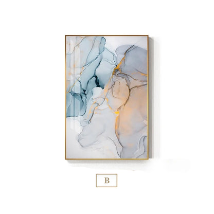Abstract Fantasy Liquid Marble Print Wall Art Fine Art Canvas Prints Blue Jade Green Contemporary Pictures For Office Or Living Room Decor 7 Colors
