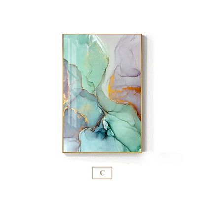 Abstract Fantasy Liquid Marble Print Wall Art Fine Art Canvas Prints Blue Jade Green Contemporary Pictures For Office Or Living Room Decor 7 Colors