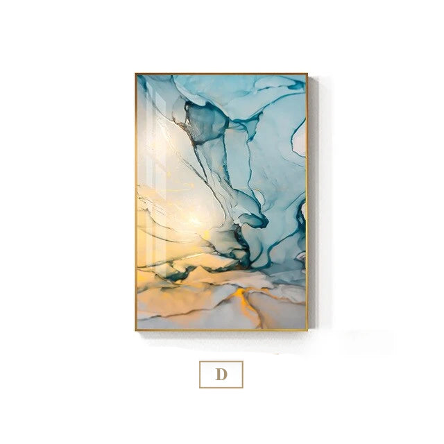 Abstract Fantasy Liquid Marble Print Wall Art Fine Art Canvas Prints Blue Jade Green Contemporary Pictures For Office Or Living Room Decor 7 Colors