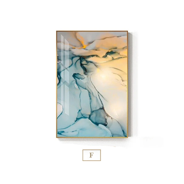 Abstract Fantasy Liquid Marble Print Wall Art Fine Art Canvas Prints Blue Jade Green Contemporary Pictures For Office Or Living Room Decor 7 Colors