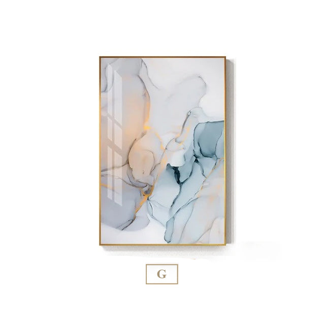 Abstract Fantasy Liquid Marble Print Wall Art Fine Art Canvas Prints Blue Jade Green Contemporary Pictures For Office Or Living Room Decor 7 Colors