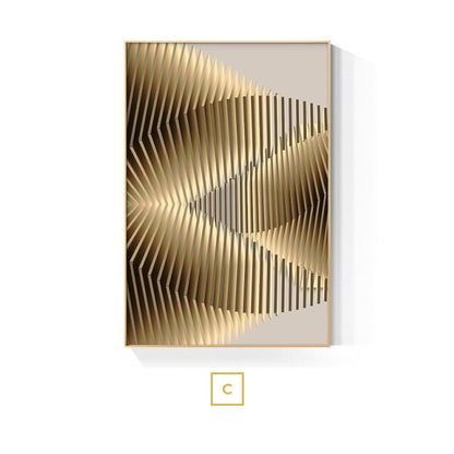 Golden Sun Moon Abstract Geometric Wall Art Fine Art Canvas Prints Modern Aesthetics Pictures For Luxury Living Room Home Office Interior Decor
