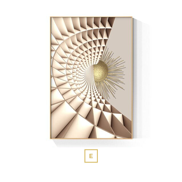 Golden Sun Moon Abstract Geometric Wall Art Fine Art Canvas Prints Modern Aesthetics Pictures For Luxury Living Room Home Office Interior Decor