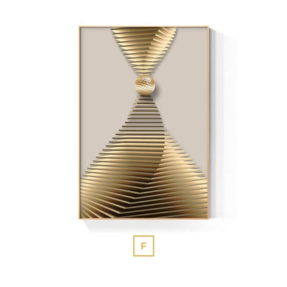 Golden Sun Moon Abstract Geometric Wall Art Fine Art Canvas Prints Modern Aesthetics Pictures For Luxury Living Room Home Office Interior Decor