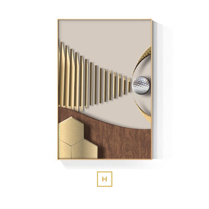 Golden Sun Moon Abstract Geometric Wall Art Fine Art Canvas Prints Modern Aesthetics Pictures For Luxury Living Room Home Office Interior Decor