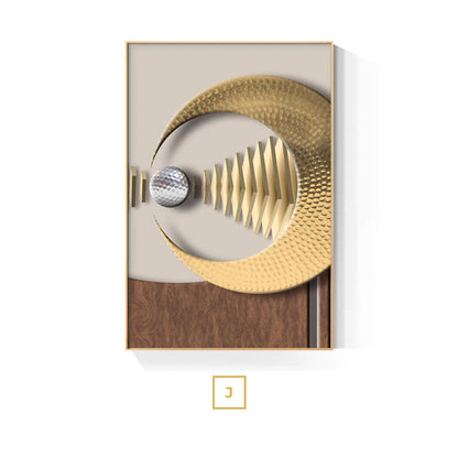 Golden Sun Moon Abstract Geometric Wall Art Fine Art Canvas Prints Modern Aesthetics Pictures For Luxury Living Room Home Office Interior Decor