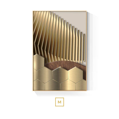 Golden Sun Moon Abstract Geometric Wall Art Fine Art Canvas Prints Modern Aesthetics Pictures For Luxury Living Room Home Office Interior Decor