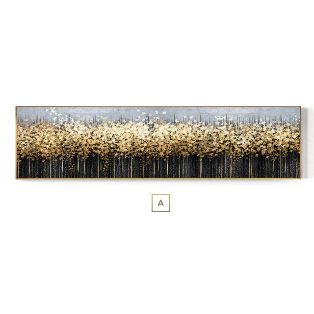 Abstract Golden Leaf Butterfly Forest Wall Art Fine Art Canvas Prints Contemporary Brown Yellow Gray Wide Format Picture For Living Room Bedroom Home Decor