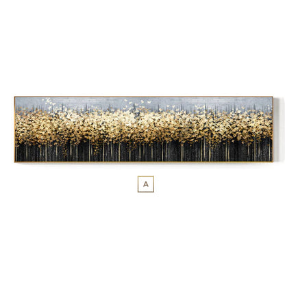 Abstract Golden Leaf Butterfly Forest Wall Art Fine Art Canvas Prints Contemporary Brown Yellow Gray Wide Format Picture For Living Room Bedroom Home Decor