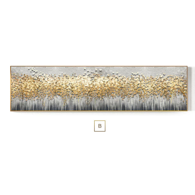 Abstract Golden Leaf Butterfly Forest Wall Art Fine Art Canvas Prints Contemporary Brown Yellow Gray Wide Format Picture For Living Room Bedroom Home Decor